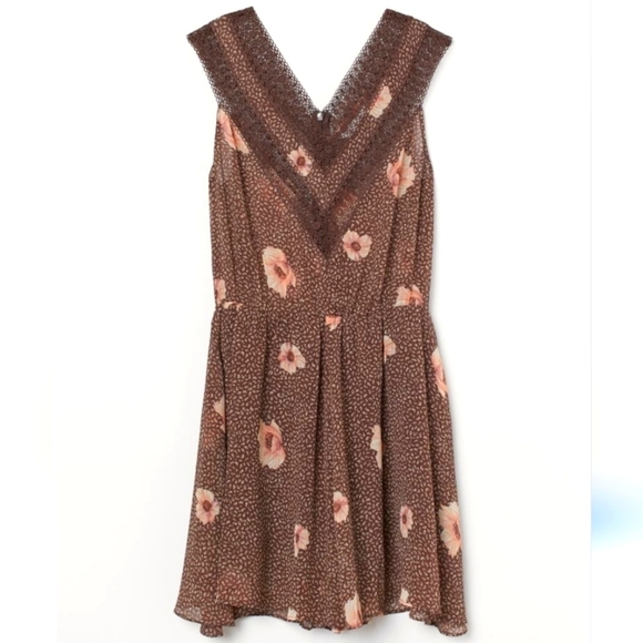 H&M Pants - H&M Chiffon Romper brown and pink floral. Size 4